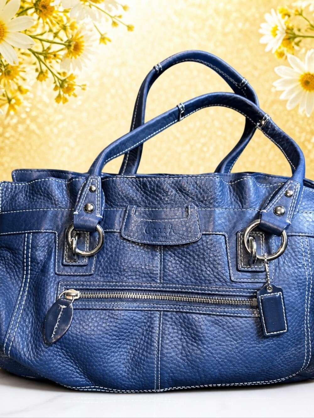 Vintage Coach Penelope Blue Leather Shoulder Bag